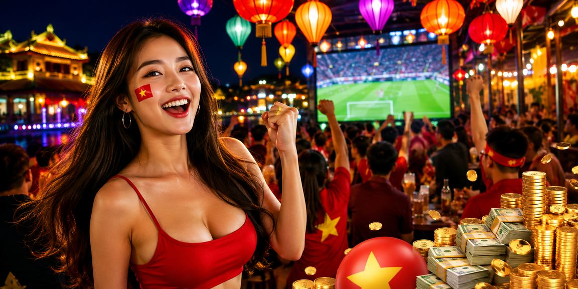 Khung cảnh cá cược trực tuyến sôi động tại Việt Nam, thể hiện văn hoá giải trí kỹ thuật số đang phát triển mạnh
